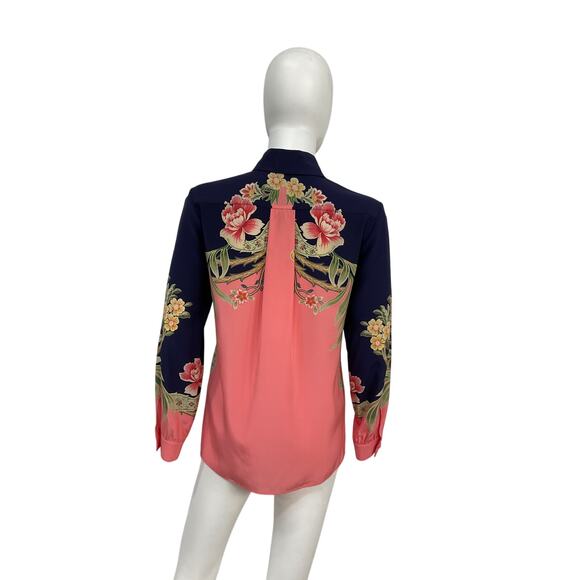 Etro 'Enchanted' Pink Floral Long Sleeve Pim Top Size 40 - Picture 3 of 4